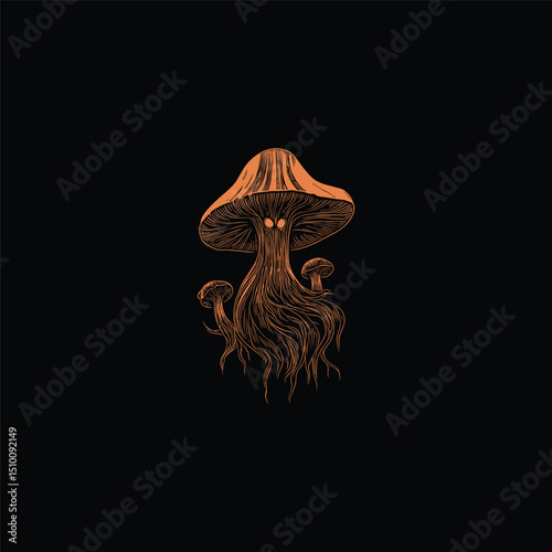 Creepy mushroom design vector template illustration