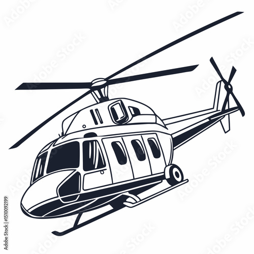 helicopter white backround & vector art