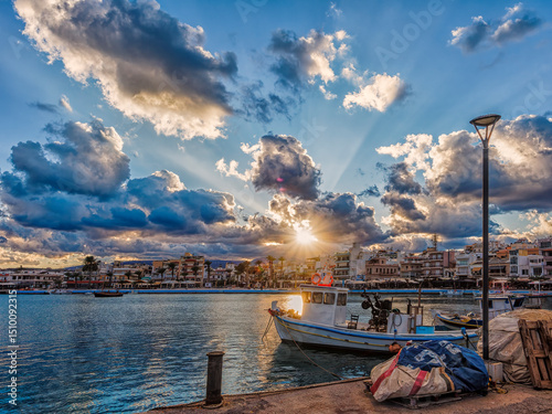 Sunset over Sitia harbor, Crete