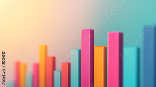 Colorful vertical bars representing data visualization and growth.
