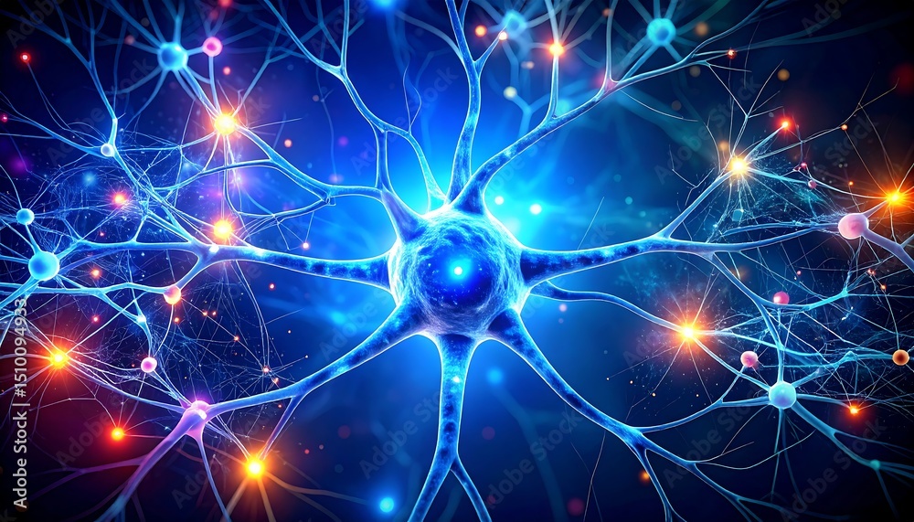Fototapeta premium Neurons Network Glowing with Detail, Exploring the Mind's Architecture & Its Secrets