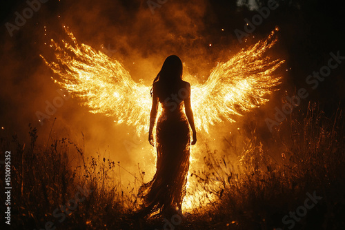 Woman with glowing wings
