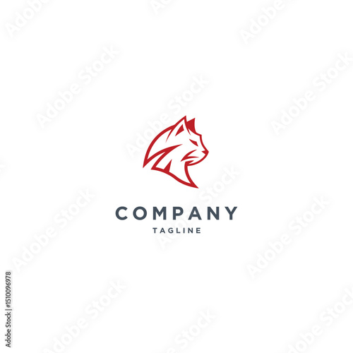 A striking emblem design showcasing a stylized feline head in a minimalist aesthetic. The sharp lines and bold silhouette create a strong and modern visual identity, suitable for various brands and bu