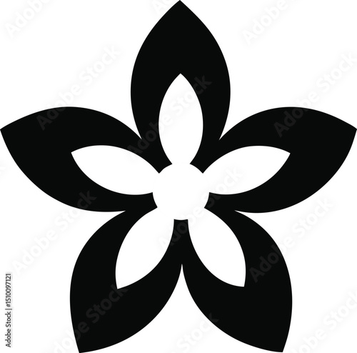 Five petals silhouette vector illustration.