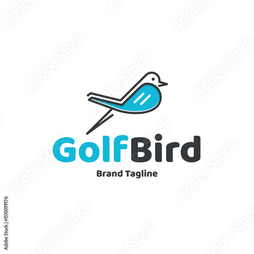 Golf Bird Logo Template, blue bird, golf logo