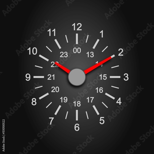 24 hour clock on a gradient black background