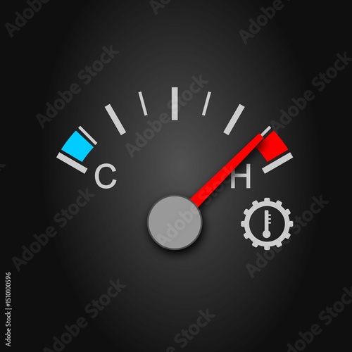 Transmission temperature dial showing hot