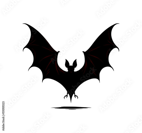 Illustration of a silhouette of a bat with large wings