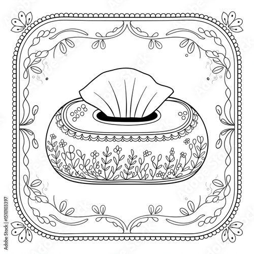 vector illustration of a tissue box coloring page 
