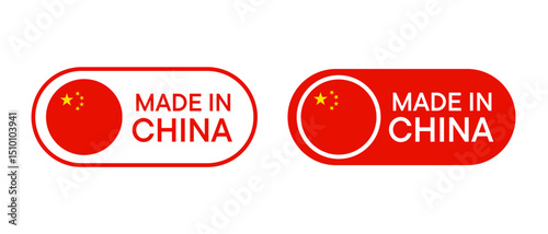 Made in China vector icon sen. Made in China badges and emblems