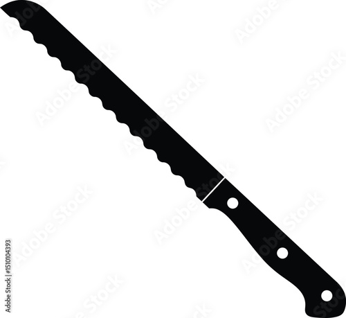 Minimalist serrated bread knife silhouette sleek and modern kitchen tool