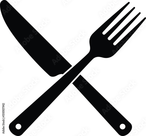 Crossed Dinner Knife and Chunky Fork Icon for Elegant Dining