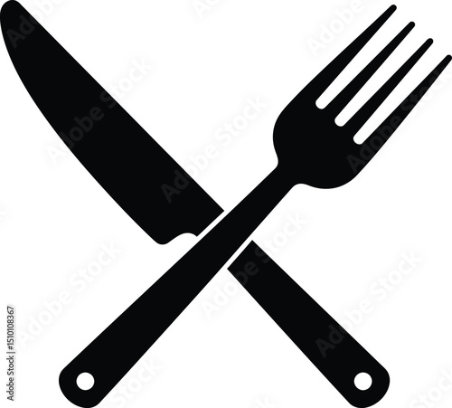 Crossed Dinner Knife and Chunky Fork Icon for Kitchen Accessories
