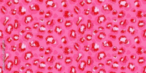Photography Bright leopard-inspired pattern with abstract spots on a pink background