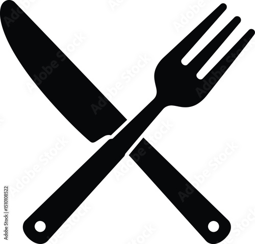 Crossed Dinner Knife and Chunky Fork Icon for Culinary Designs