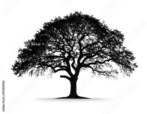 Silhouette of a large tree