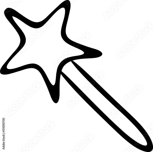 Magic wand icon with fairy star outline sparkle