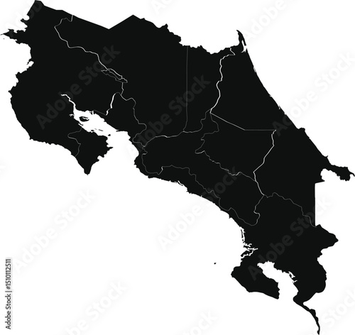 Map of Costa Rica with Regional Borders
