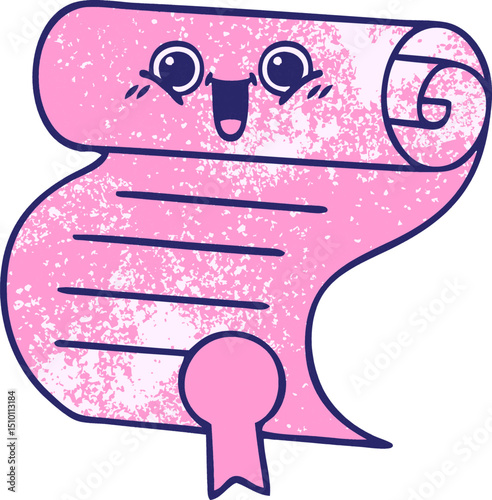 retro grunge texture cartoon of a contract