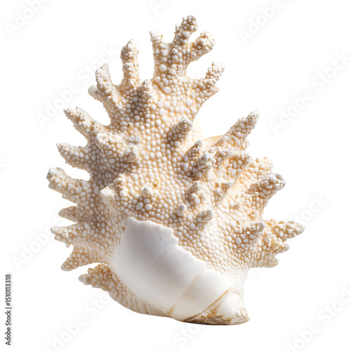 Unique textured seashell isolated on transparent background