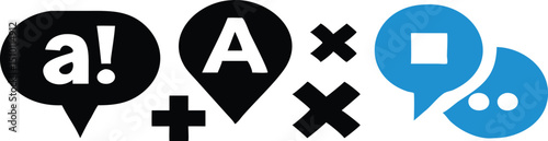 Communication icons symbols speech bubbles plus minus