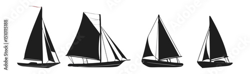 Sailboats silhouette collection nautical vessels