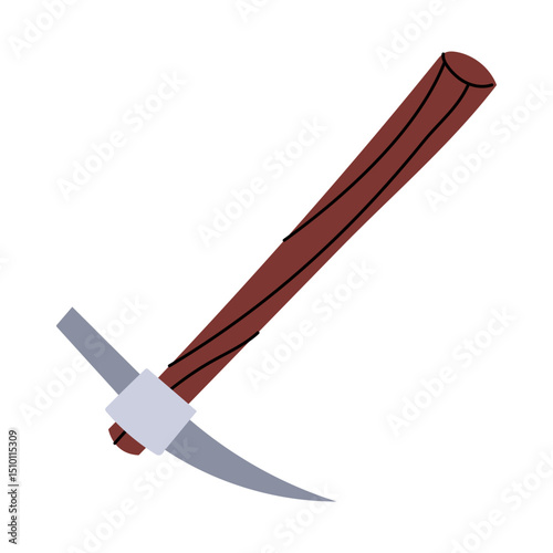 pickaxe for breaking stones. Excavation tools. Manual power. Flat color illustration. working tools isolated. It is suitable for educational materials, subjects related to science, travel, archeology