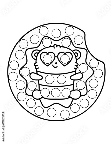 Dot markers pages with animal, vector outline illustration