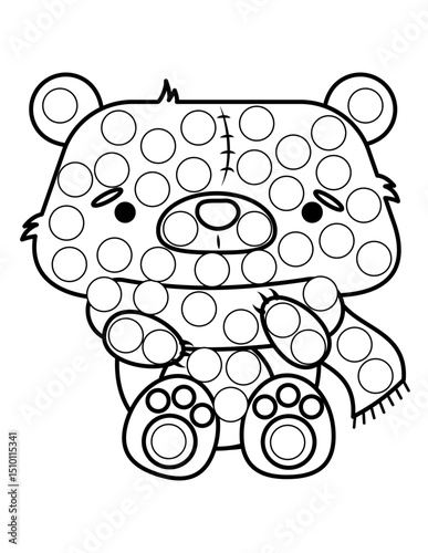 Dot markers pages with animal, vector outline illustration