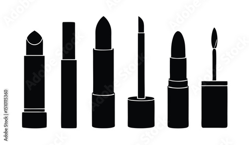Black silhouettes of various lipstick types