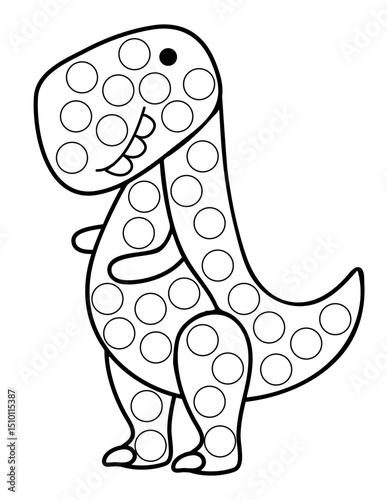 Dot markers pages with animal, vector outline illustration