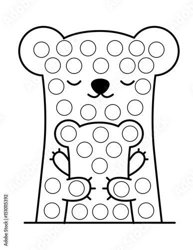 Dot markers pages with animal, vector outline illustration