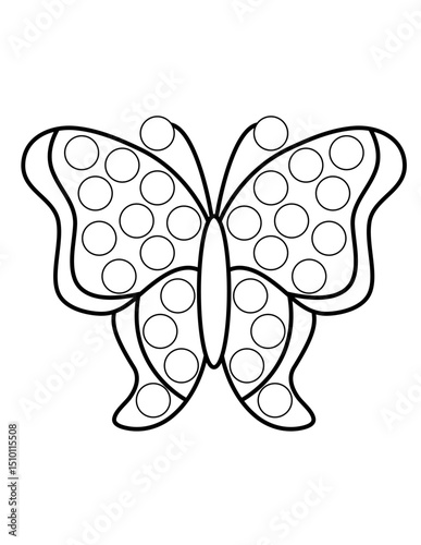 Dot markers pages with animal, vector outline illustration