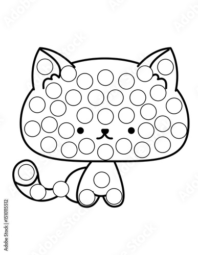 Dot markers pages with animal, vector outline illustration