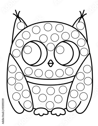 Dot markers pages with animal, vector outline illustration