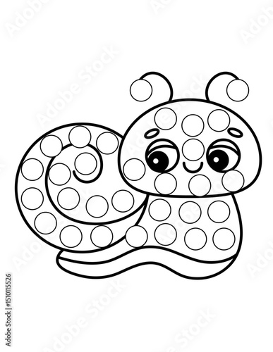 Dot markers pages with animal, vector outline illustration