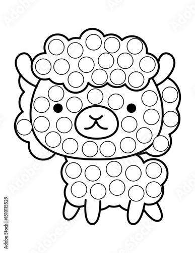 Dot markers pages with animal, vector outline illustration