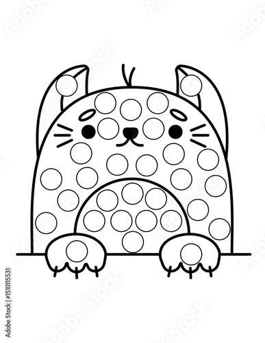 Dot markers pages with animal, vector outline illustration
