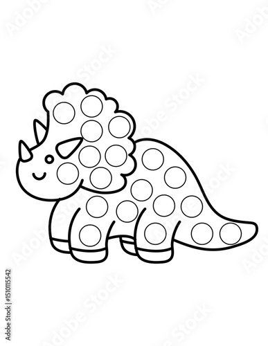 Dot markers pages with animal, vector outline illustration