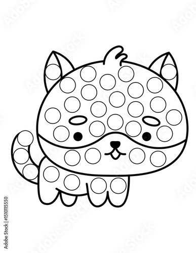 Dot markers pages with animal, vector outline illustration