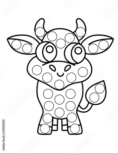 Dot markers pages with animal, vector outline illustration