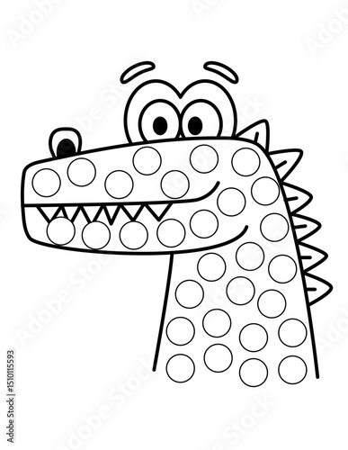 Dot markers pages with animal, vector outline illustration