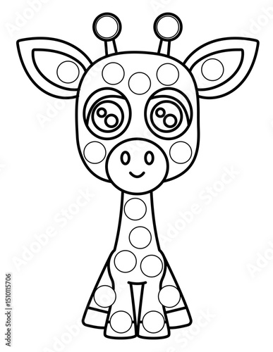 Dot markers pages with animal, vector outline illustration