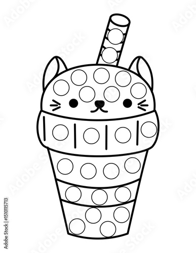 Dot markers pages with animal, vector outline illustration