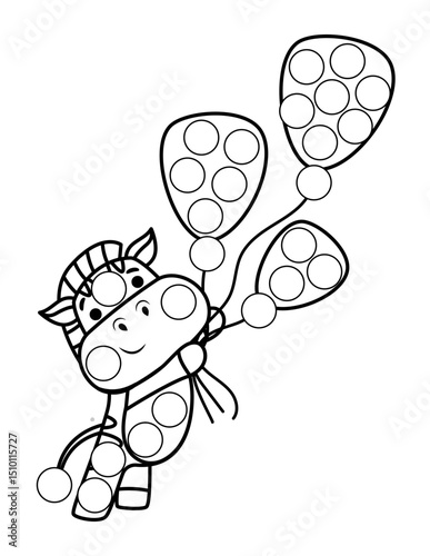 Dot markers pages with animal, vector outline illustration