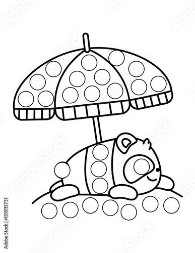 Dot markers pages with animal, vector outline illustration