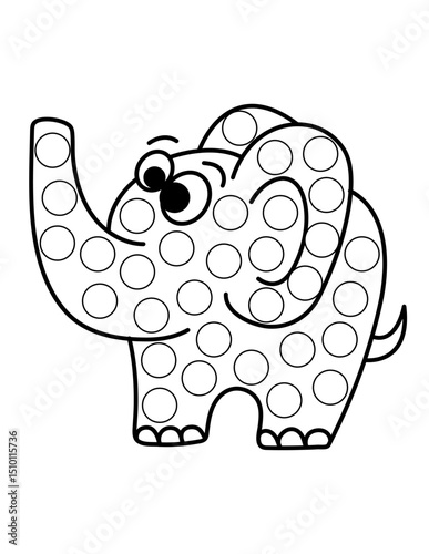 Dot markers pages with animal, vector outline illustration
