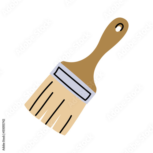 brush is fluffy, wide and narrow. Excavation tools. Handmade work. Flat color illustration. working tools are isolated. It is suitable for educational materials, subjects related science, archeology