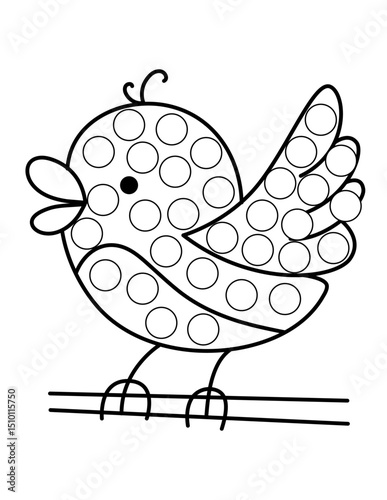 Dot markers pages with animal, vector outline illustration