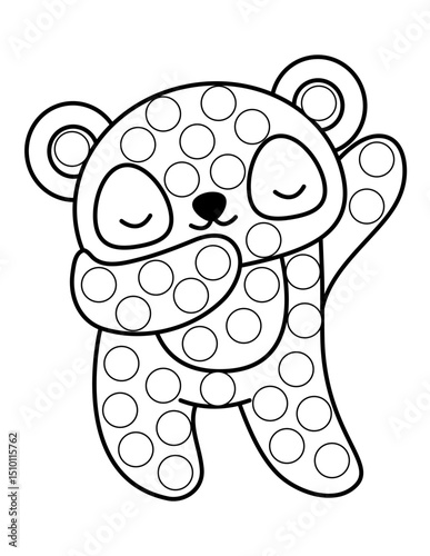Dot markers pages with animal, vector outline illustration